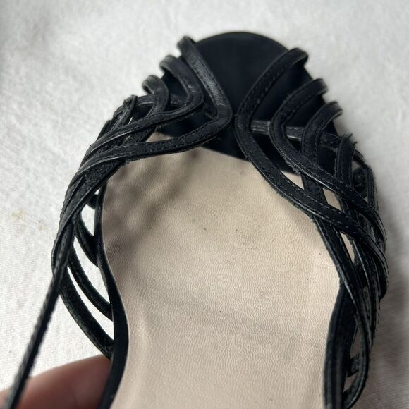 Prada Cuoio Strappy Slingback Kitten Heel Open Toe Size 39.5 Black *READ - Picture 7 of 12
